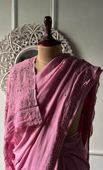 将图像加载到图库查看器中, Women's Lakhnavi Handcrafted Viscose Georgette Chikankari Saree - HONC0333857