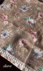 将图像加载到图库查看器中, Disha Women's Lakhnavi Handcrafted Organza Chikankari Unstitched Kurti Fabric - HONC0332153