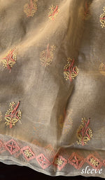 将图像加载到图库查看器中, Women's Lakhnavi Handcrafted Organza Chikankari Unstitched Kurti Fabric - HONC071638