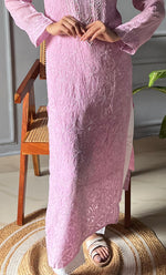 将图像加载到图库查看器中, Women's Lakhnavi Handcrafted Viscose Georgette Chikankari Kurti- HONC0290138