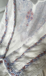 Load image into Gallery viewer, Women's Lakhnavi Handcrafted Mul Chanderi Semi - Stitched Kurta And Dupatta Set - HONC0314230