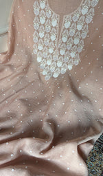 Load image into Gallery viewer, Jazba Women's Lakhnavi Handcrafted Mul Chanderi Unstitched Kurta And Dupatta Set - HONC0353196
