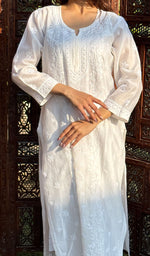 Load image into Gallery viewer, Women's Lucknowi Handcrafted Chanderi Silk Chikankari Kurti - HONC0126984