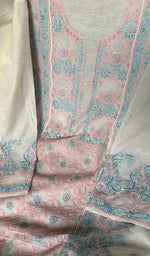 Load image into Gallery viewer, Women's Lakhnavi Handcrafted Linen Cotton Semi -Stitched Kurta And Dupatta Set - HONC0269955