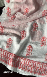 Load image into Gallery viewer, Women's Lakhnavi Handcrafted Kota Cotton Chikankari Unstitched Kurti Fabric - HONC0239921