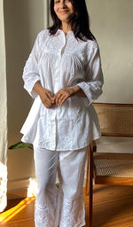 Load image into Gallery viewer, Women's Lakhnavi Handcrafted Cotton Chikankari Top And Palazzo Set - HONC0295332