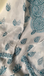 Load image into Gallery viewer, White Color Women Lucknowi Handcrafted Faux-Georgette Chikankari Semi - Stitched Suit Material