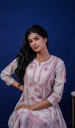 Load image into Gallery viewer, Divya Women's Lucknowi Handcrafted Cotton Chikankari Kurti - HONC0213372