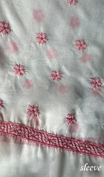 将图像加载到图库查看器中, Women's Lakhnavi Handcrafted Cotton Chikankari Unstitched Kurti Fabric - HONC0284349