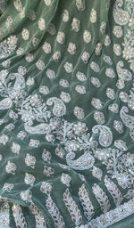 将图像加载到图库查看器中, Women's Lucknowi Handcrafted Faux-Georgette Chikankari Saree - HONC0195491