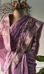 将图像加载到图库查看器中, Women's Lakhnavi Handcrafted Mul Chanderi Chikankari Saree - HONC0312055