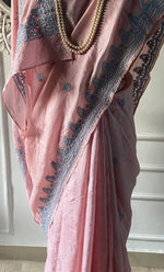 将图像加载到图库查看器中, Women's Lakhnavi Handcrafted Tussar Silk Chikankari Saree - HONC0289386