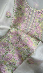 Load image into Gallery viewer, Women's Lakhnavi Handcrafted Pure Organza Chikankari Unstitched Kurta And Dupatta Set - HONC0237727