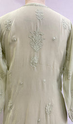 将图像加载到图库查看器中, Women's Lakhnavi Handcrafted Viscose Georgette Chikankari Kurti - HONC0204827