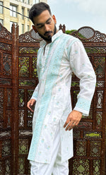 Load image into Gallery viewer, Men's Lucknowi Handcrafted Cotton Chikankari Kurta - HONC0303105