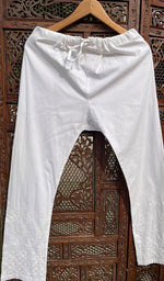将图像加载到图库查看器中, Women's Lucknowi Handcrafted Cotton Chikankari Pant - HONC0250583