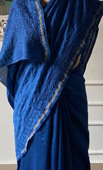Load image into Gallery viewer, Women's Lakhnavi Handcrafted Chanderi Silk Chikankari Saree - HONC0340411