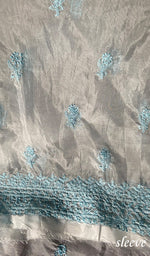 将图像加载到图库查看器中, Women's Lakhnavi Handcrafted Organza Chikankari Unstitched Kurti Fabric - HONC0138396