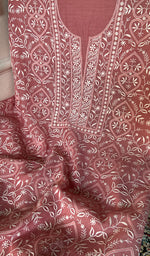 Load image into Gallery viewer, Women's Lakhnavi Handcrafted Mul Chanderi Unstitched Kurta And Dupatta Set - HONC0342140