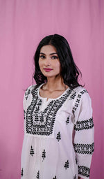 Load image into Gallery viewer, Women's Lakhnavi Handcrafted Chanderi Silk Chikankari Kurta And Palazzo Set - HONC0218627