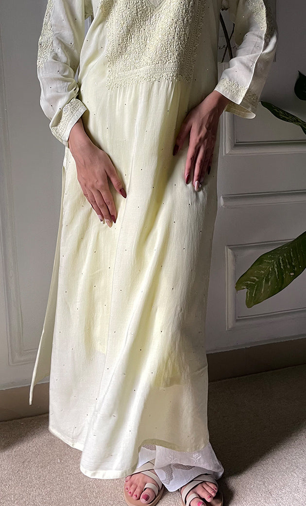 Women's Lucknowi Handcrafted Modal Cotton Chikankari Kurti - HONC0264914