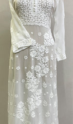 将图像加载到图库查看器中, Women's Lakhnavi Handcrafted Viscose Georgette Chikankari Kurti- HONC0200206