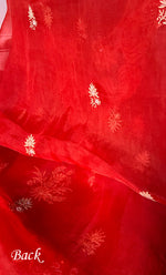 将图像加载到图库查看器中, Women's Lakhnavi Handcrafted Pure Organza Chikankari Unstitched Kurta And Dupatta Set- HONC0311711