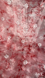 将图像加载到图库查看器中, Women's Lakhnavi Handcrafted Organza Chikankari Unstitched Kurta And Dupatta Set - HONC0268883