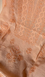 Load image into Gallery viewer, Women's Lakhnavi Handcrafted Mul Chanderi Semi - Stitched Kurta And Dupatta Set - HONC0226783