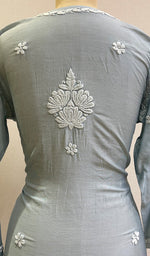 Load image into Gallery viewer, Women's Lucknowi Handcrafted Chanderi Silk Chikankari Kurti - HONC0161636