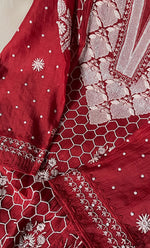 将图像加载到图库查看器中, Mehar Women's Lakhnavi Handcrafted Mul Chanderi Semi - Stitched Kurta And Dupatta Set - HONC0312363