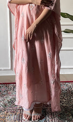 Load image into Gallery viewer, Women's Lucknowi Handcrafted Mul chanderi Chikankari Kaftan - HONC0318262