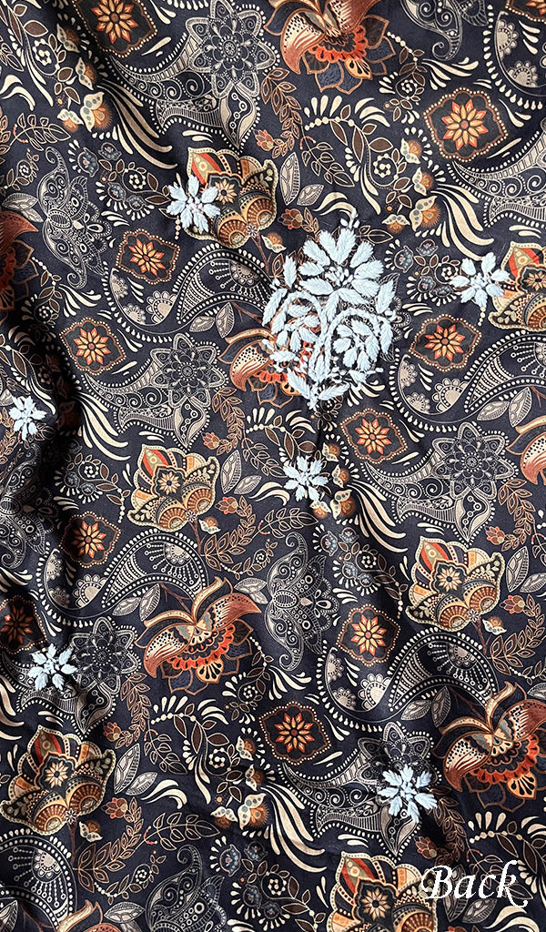 Women's Lakhnavi Handcrafted Cotton Chikankari Unstitched Kurti Fabric - HONC0268840