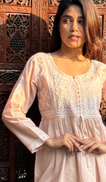 Load image into Gallery viewer, Women's Lakhnavi Handcrafted Chanderi Silk Chikankari Top - HONC0261128