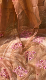 将图像加载到图库查看器中, Women's Lucknowi Handcrafted Pure Organza Silk Chikankari SAREE - HONC0269063