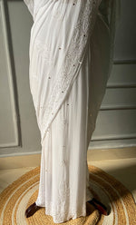 Load image into Gallery viewer, Women's Lakhnavi Handcrafted Viscose Georgette Chikankari Saree - HONC0271070