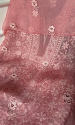 将图像加载到图库查看器中, Women's Lakhnavi Handcrafted Pure Organza Chikankari Unstitched Kurta And Dupatta Set- HONC0319970