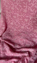 将图像加载到图库查看器中, Women's Lakhnavi Handcrafted Pure Silk Georgette Chikankari Kurta And Dupatta Set - HONC0271642