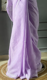 Load image into Gallery viewer, Fairoz Women's Lakhnavi Handcrafted Cotton Chikankari Saree - HONC0311930