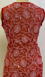 Load image into Gallery viewer, Women's Lucknowi Handcrafted Faux-Georgette Chikankari Top- HONC0140438