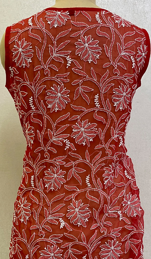 Women's Lucknowi Handcrafted Faux-Georgette Chikankari Top- HONC0140438