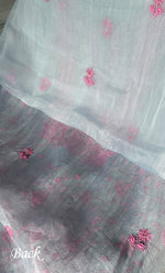 Load image into Gallery viewer, Rose Women's Lakhnavi Handcrafted Pure Organza Chikankari Unstitched Kurta And Dupatta Set- HONC0274530