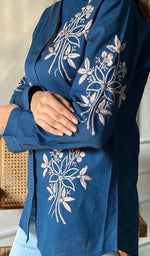 Load image into Gallery viewer, Women's Lucknowi Handcrafted Slub Cotton Chikankari Top - HONC0299164