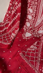 Load image into Gallery viewer, Maira Women's Lakhnavi Handcrafted Mul Chanderi Semi - Stitched Anarkali Kurta And Dupatta Set - HONC0251759