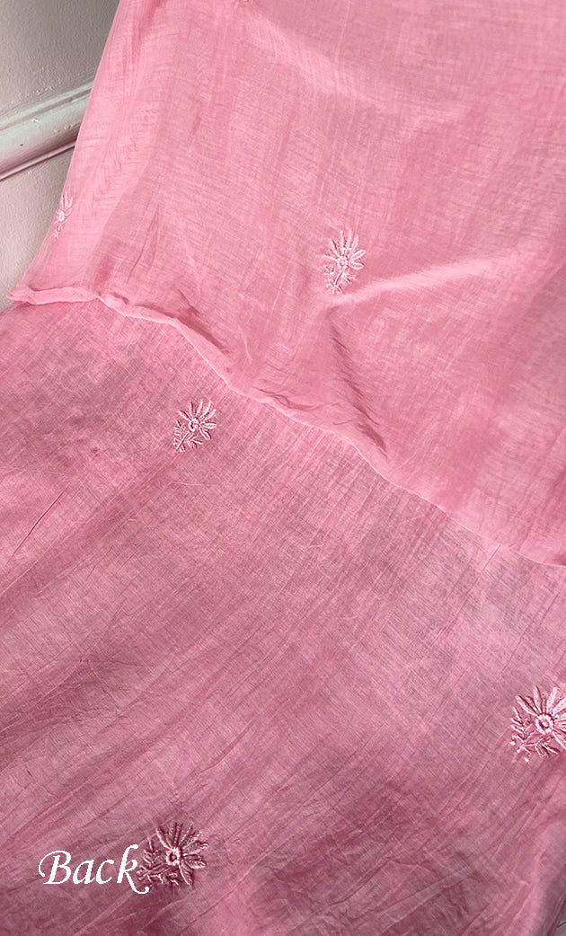 Women's Lakhnavi Handcrafted Mul Chanderi Unstitched Kurta And Dupatta Set - HONC0280849