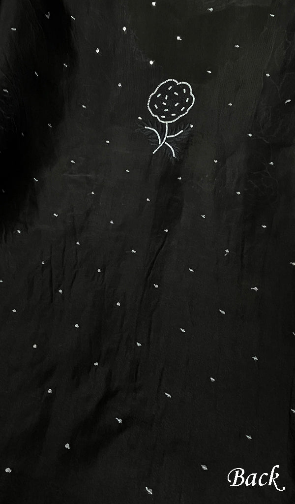 Rose Women's Lakhnavi Handcrafted Pure Organza Chikankari Unstitched Kurta And Dupatta Set- HONC0272169