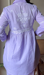 Load image into Gallery viewer, Women's Lakhnavi Handcrafted Cotton Chikankari Short Kurta And Palazzo Set - HONC0290430