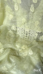 将图像加载到图库查看器中, Women's Lakhnavi Handcrafted Organza Chikankari Unstitched Full Suit Material - HONC0271221