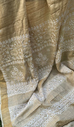 Load image into Gallery viewer, Women's Lakhnavi Handcrafted Munga Silk Chikankari Saree - HONC0265006