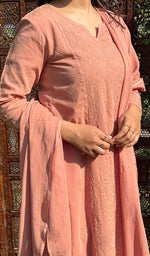 将图像加载到图库查看器中, Women's Lakhnavi Handcrafted Cotton Chikankari Kurta, Palazzo and Dupatta Set - HONC0136651